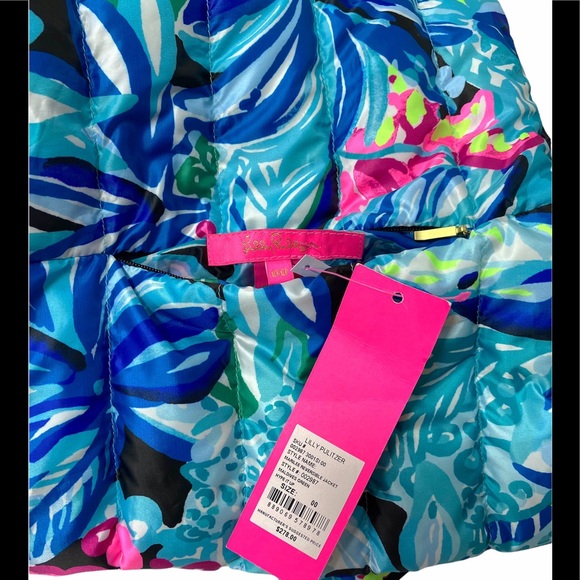 Lilly Pulitzer Marilee Reversible Puffer Jacket Maldives Hype It Up - Picture 9 of 11